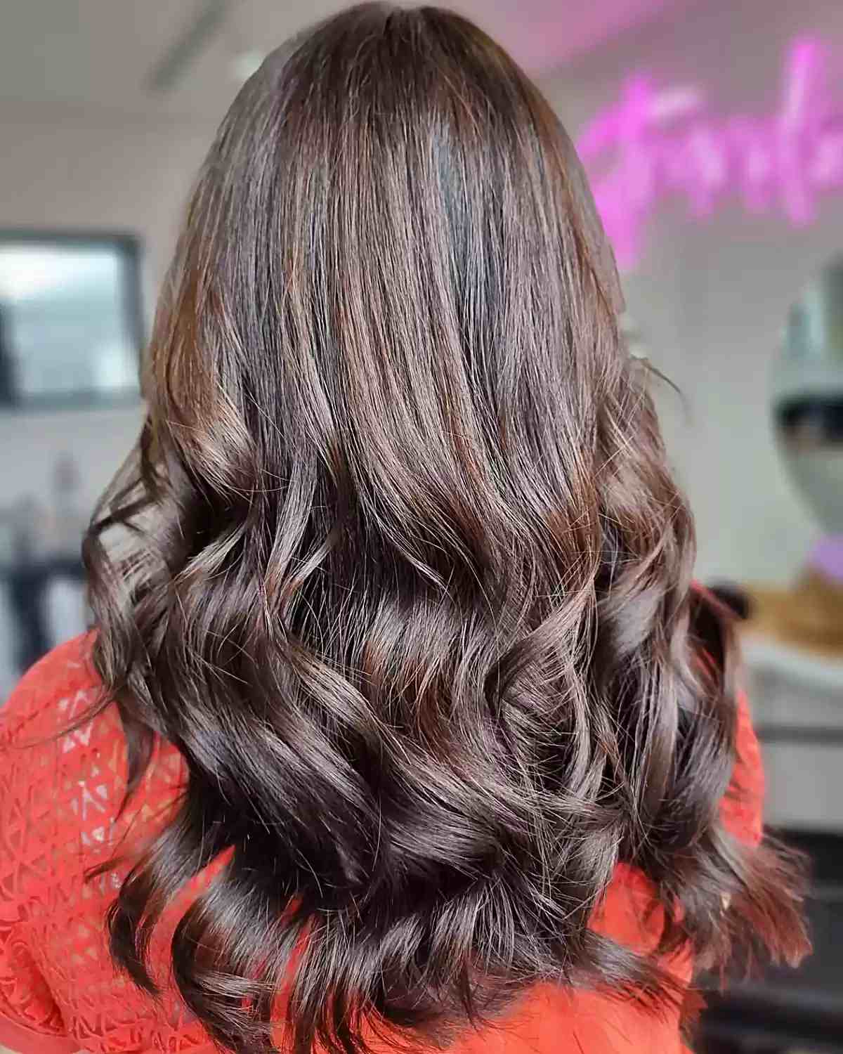 Long and Thick Choco Brown Hair with Soft Dimensional Balayage