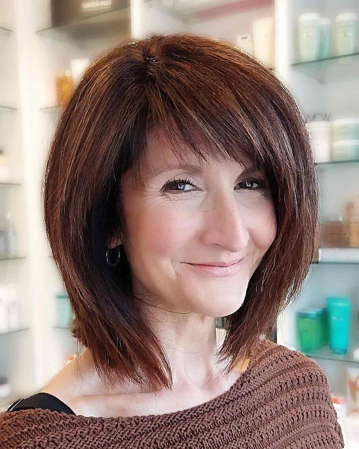 choppy and layered bob for older ladies