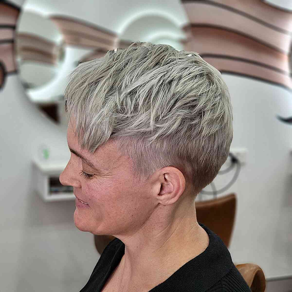 Choppy Cropped Pixie Undercut for Mature Ladies Aged 70