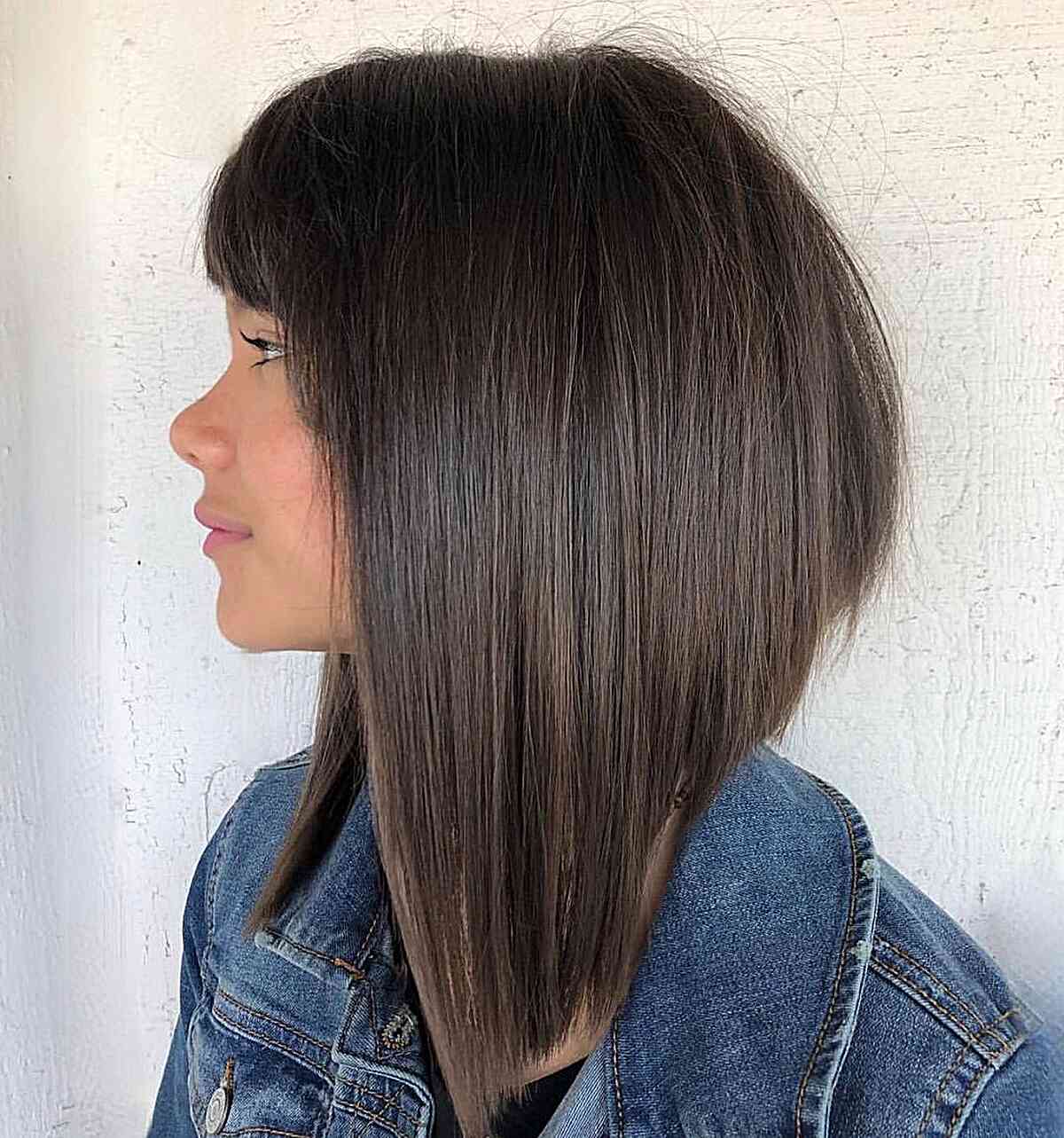 Choppy Inverted Bob with Bangs for Ladies