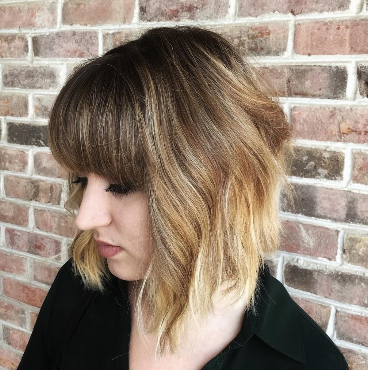 Choppy inverted bob with ombre