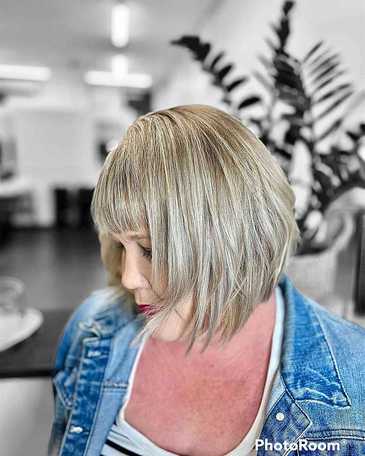 Choppy Layered Bob with Blonde Foils for Thick Hair