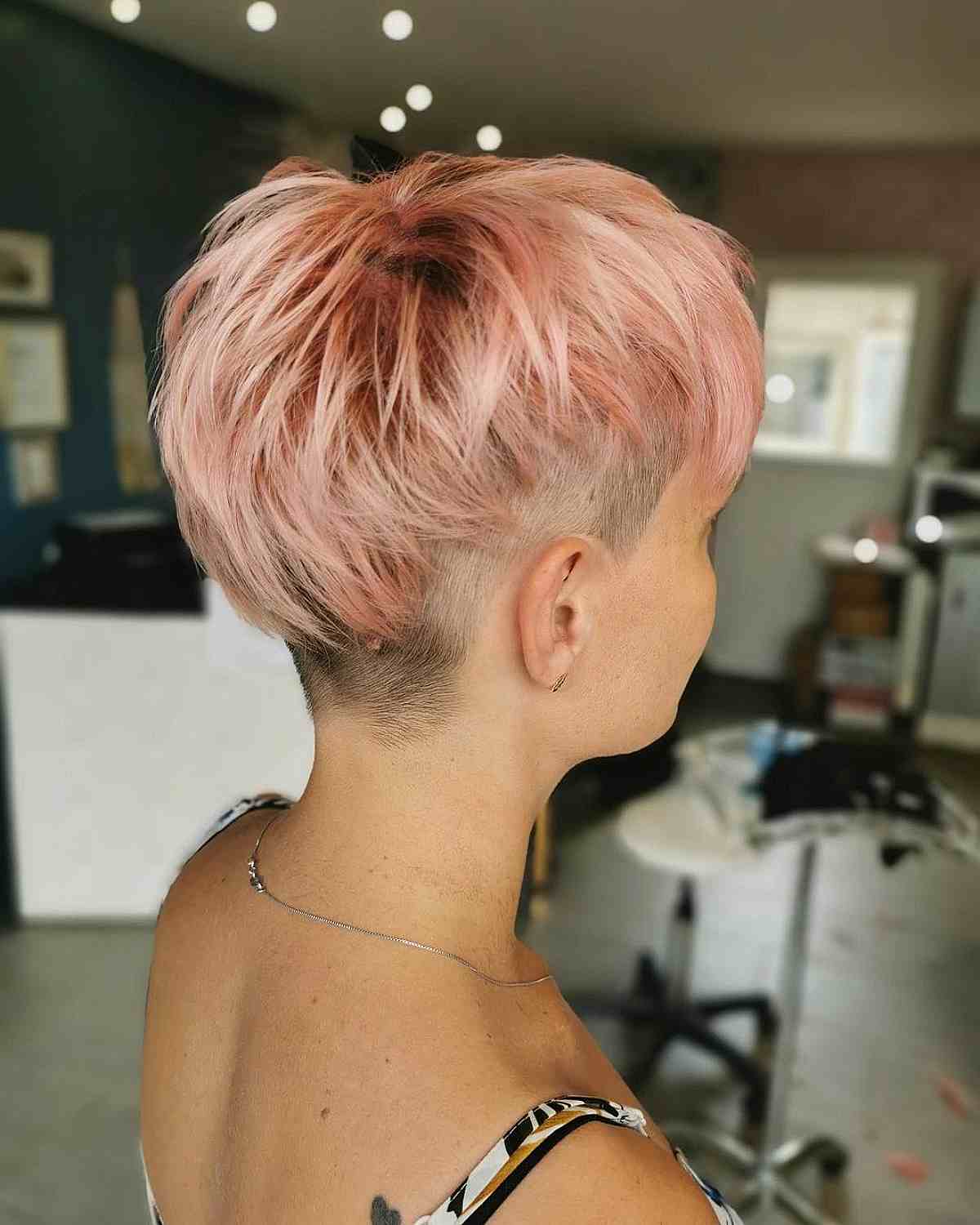 Choppy Pixie Undercut on Light Pink Hair