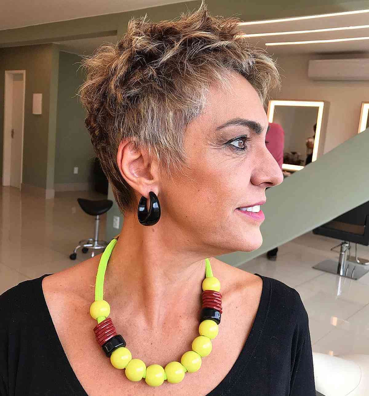 Choppy Pixie with Balayage for Older Ladies
