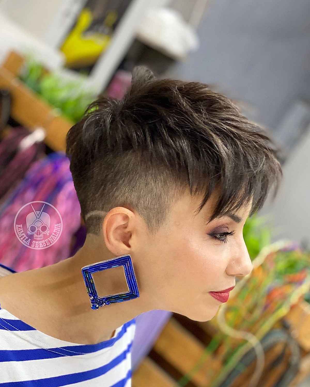 Edgy Choppy Pixie with Buzzed Sides