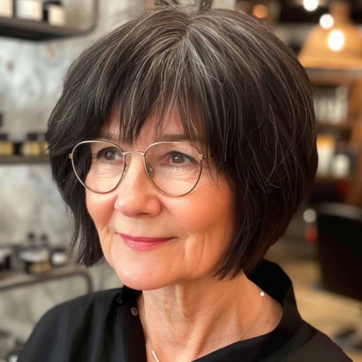 Choppy Textured Bob with Bangs for Ladies Over 70