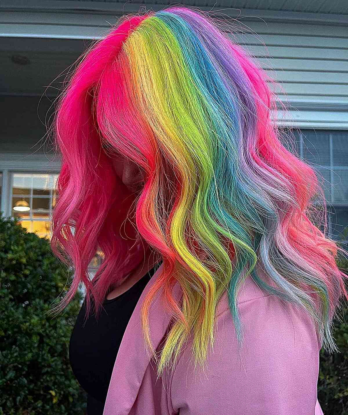 Chunky Rainbow Streaks in Hair