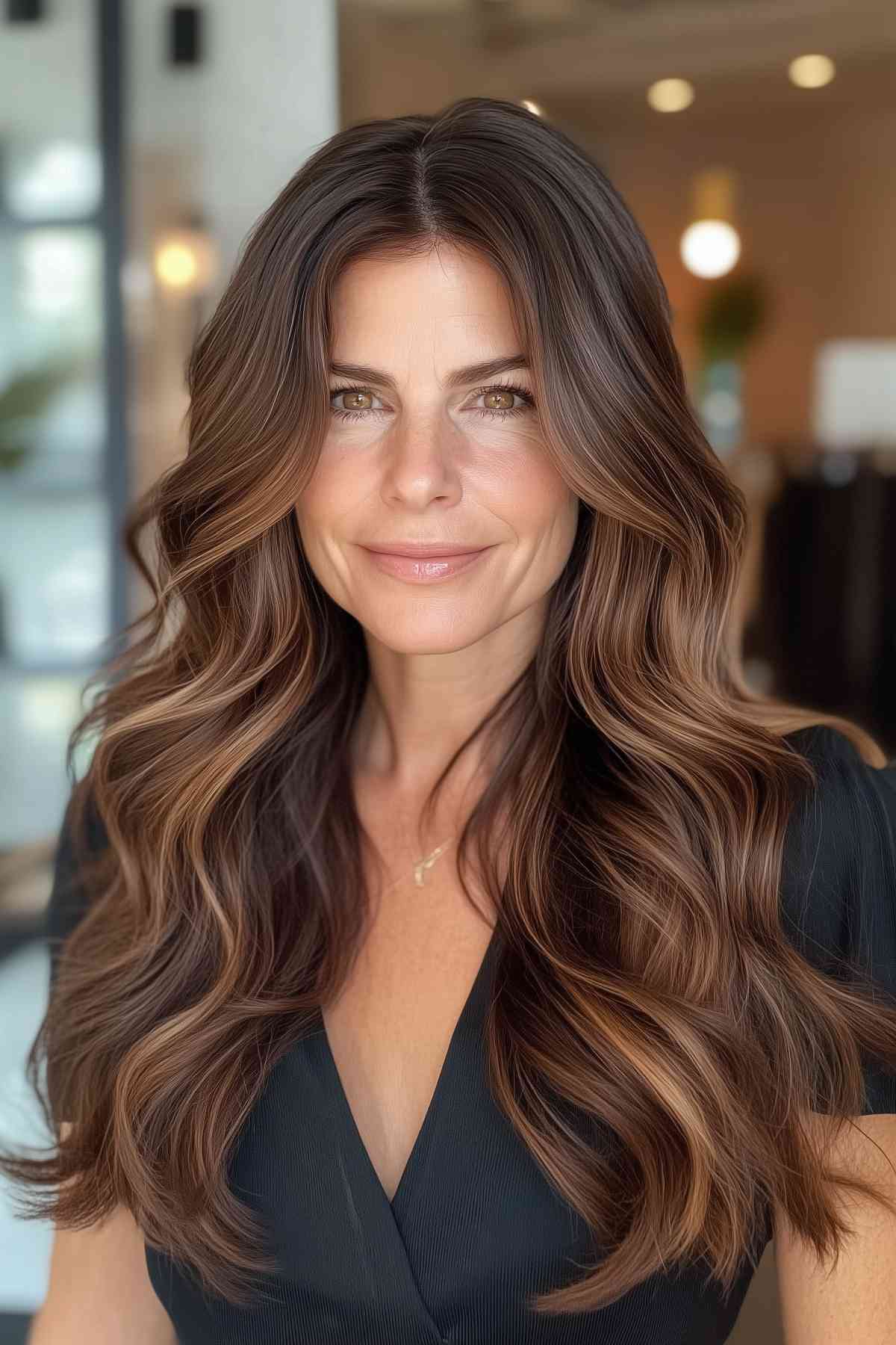 cinnamon balayage fall hair color for women over 40