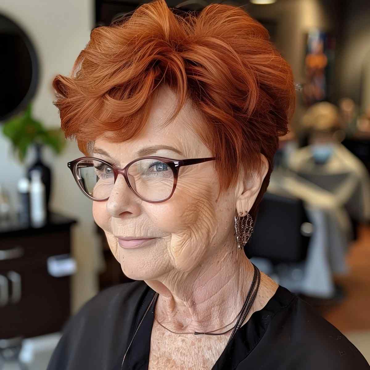 Cinnamon Fall Hair Color for 70-year-olds
