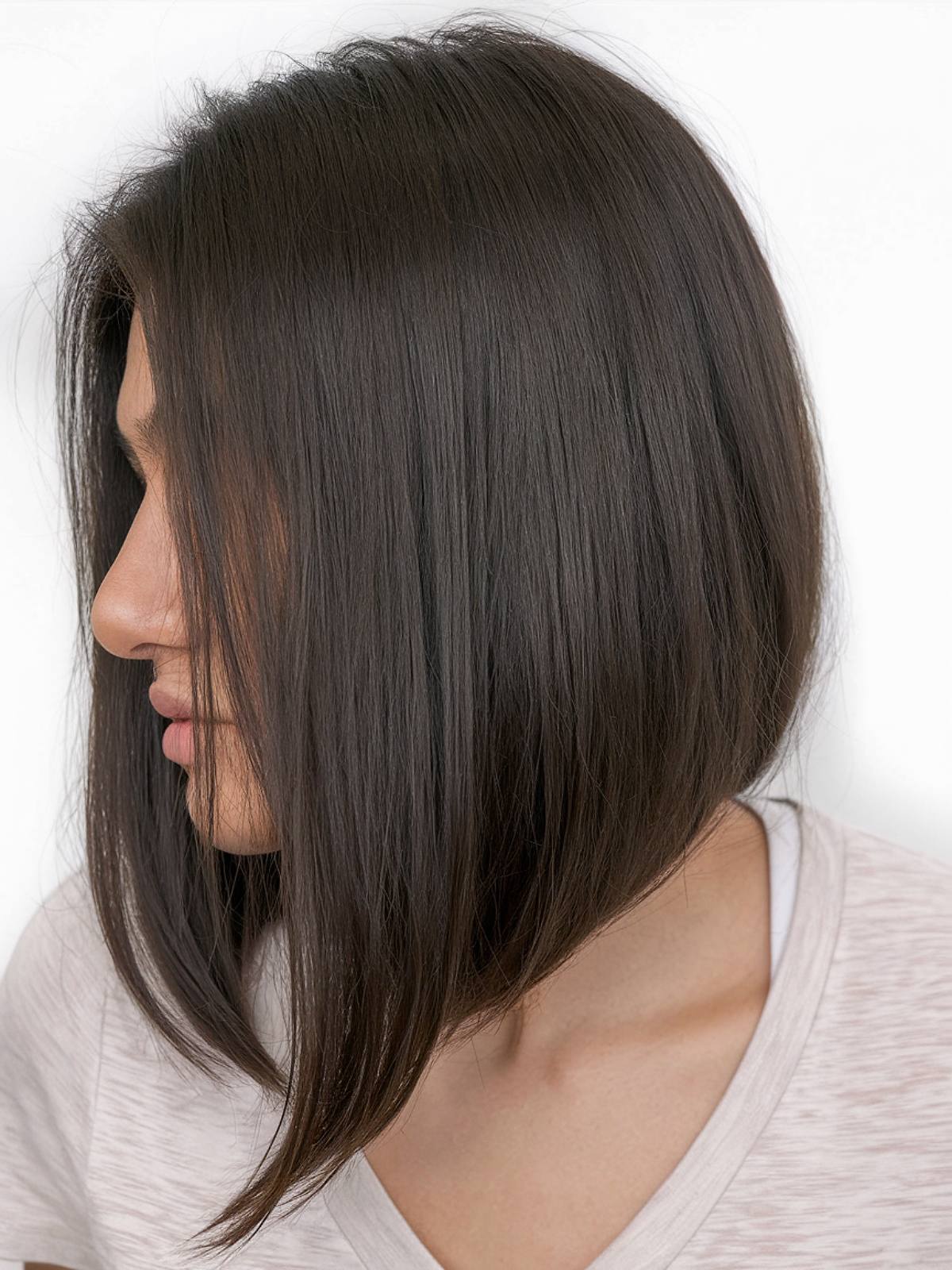 Classic angled bob haircut with sleek, clean lines