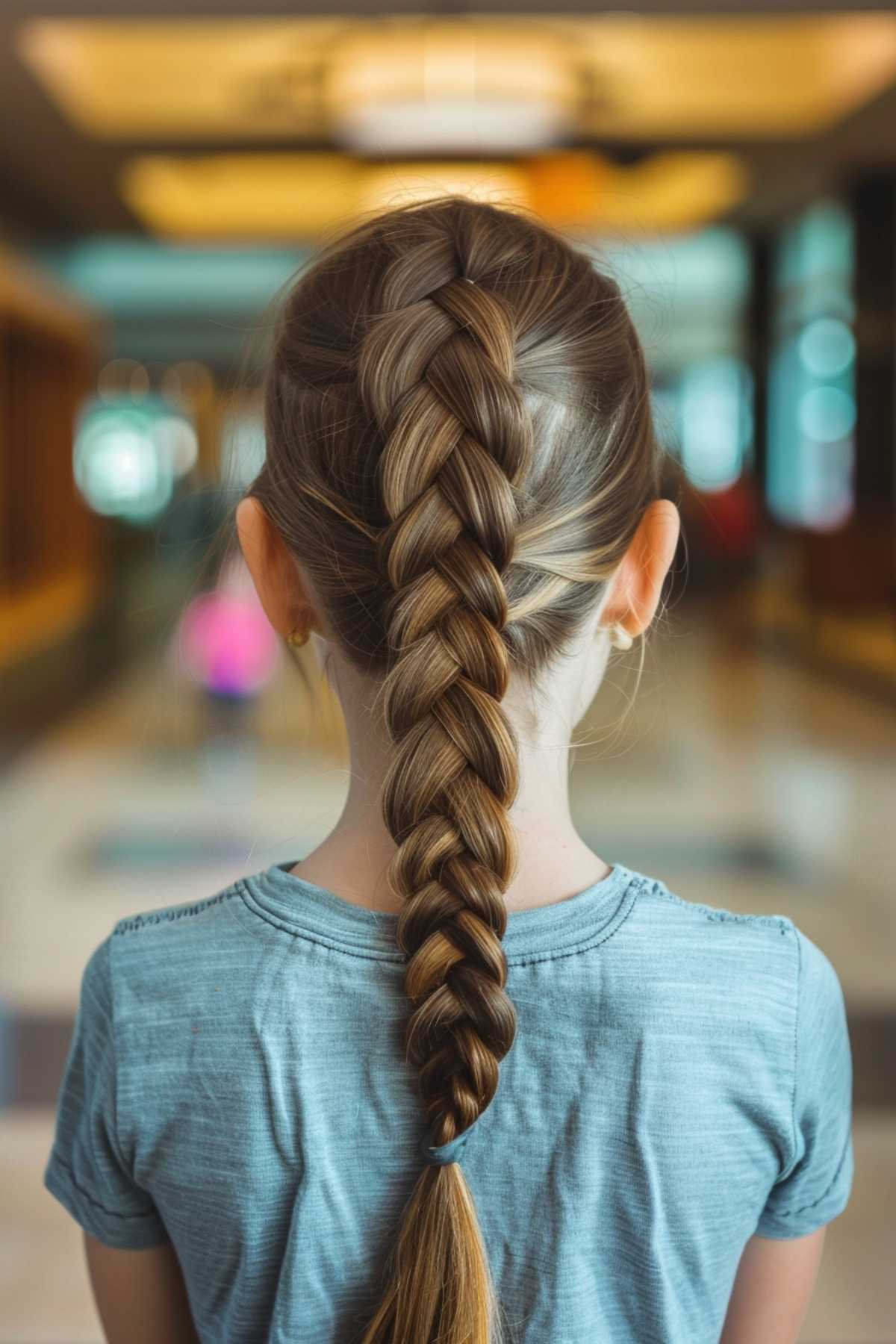 Young girl with a classic braid hairstyle for thick hair