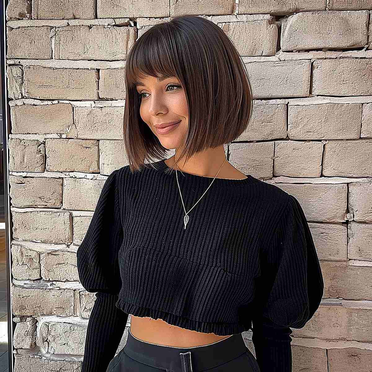 Classic Chin-Length Bob with Bangs Hairstyle