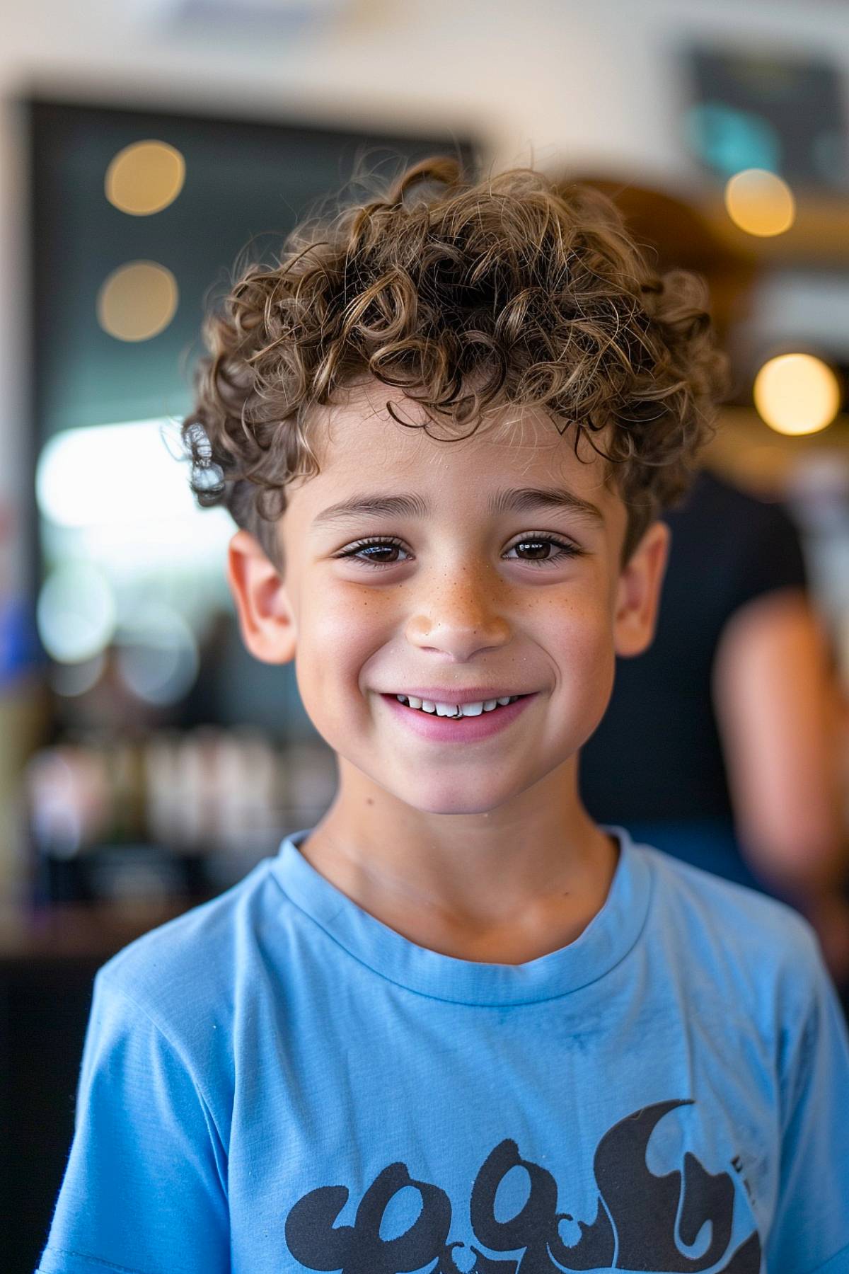 Classic bouncy curly haircut for boys