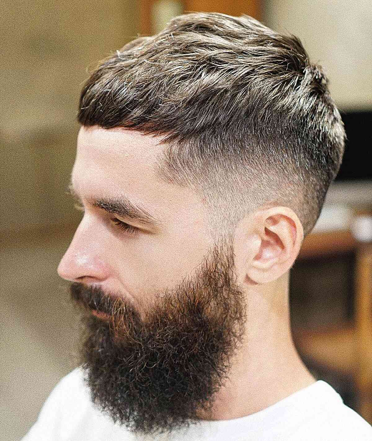 Classic Messy French Crop with Beard for dudes