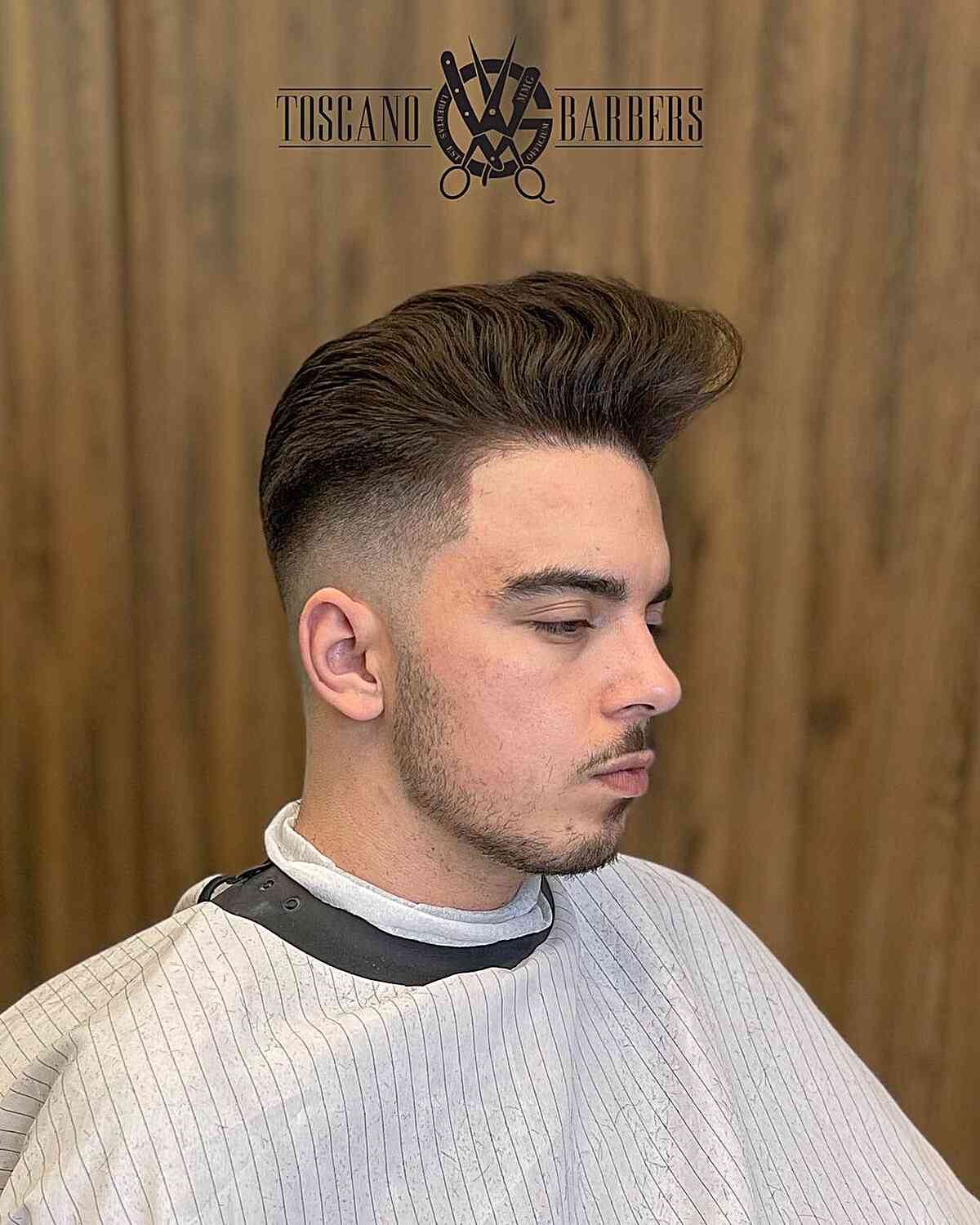 Classic Razor Fade Pompadour Haircut