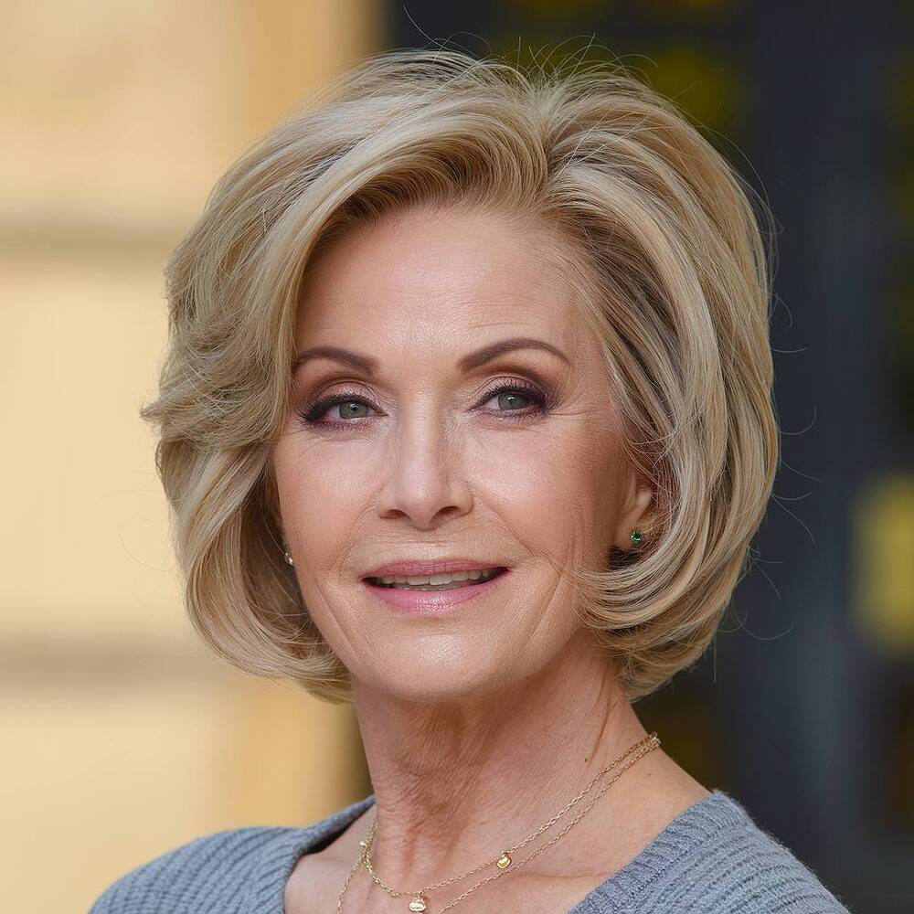 Classic short bob for easy styling, a timeless and polished haircut for women over 60.