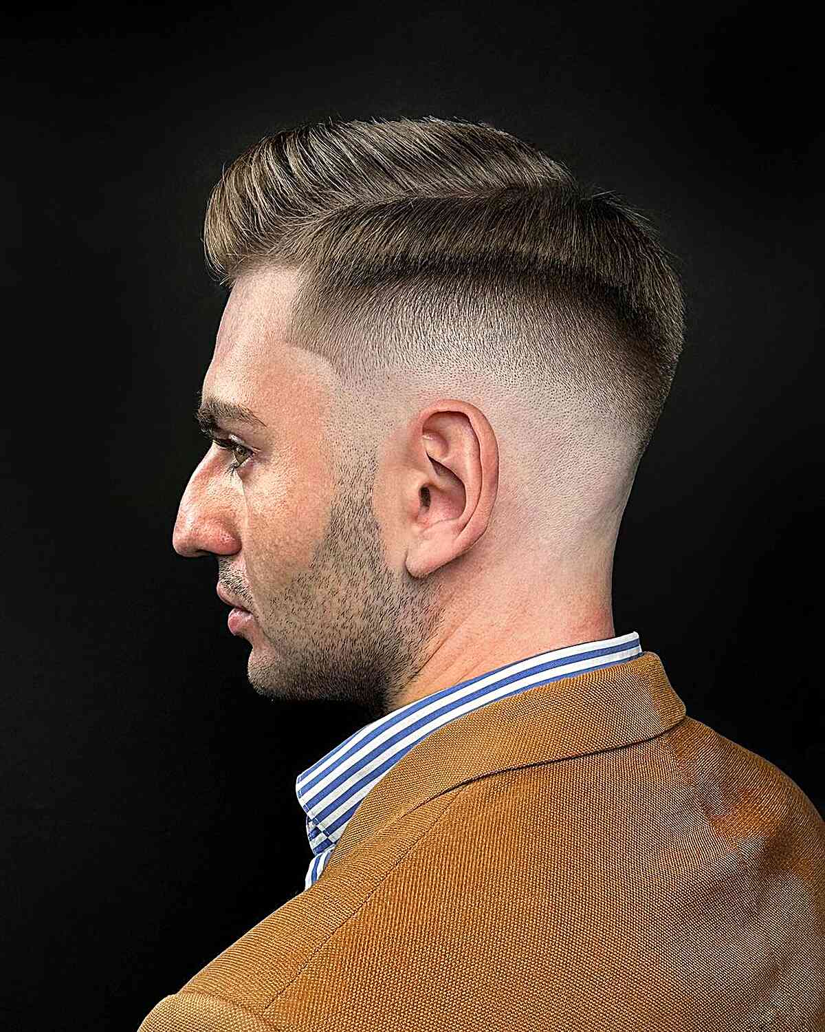 Classic Side-Parted Hair with a High Fade for Men