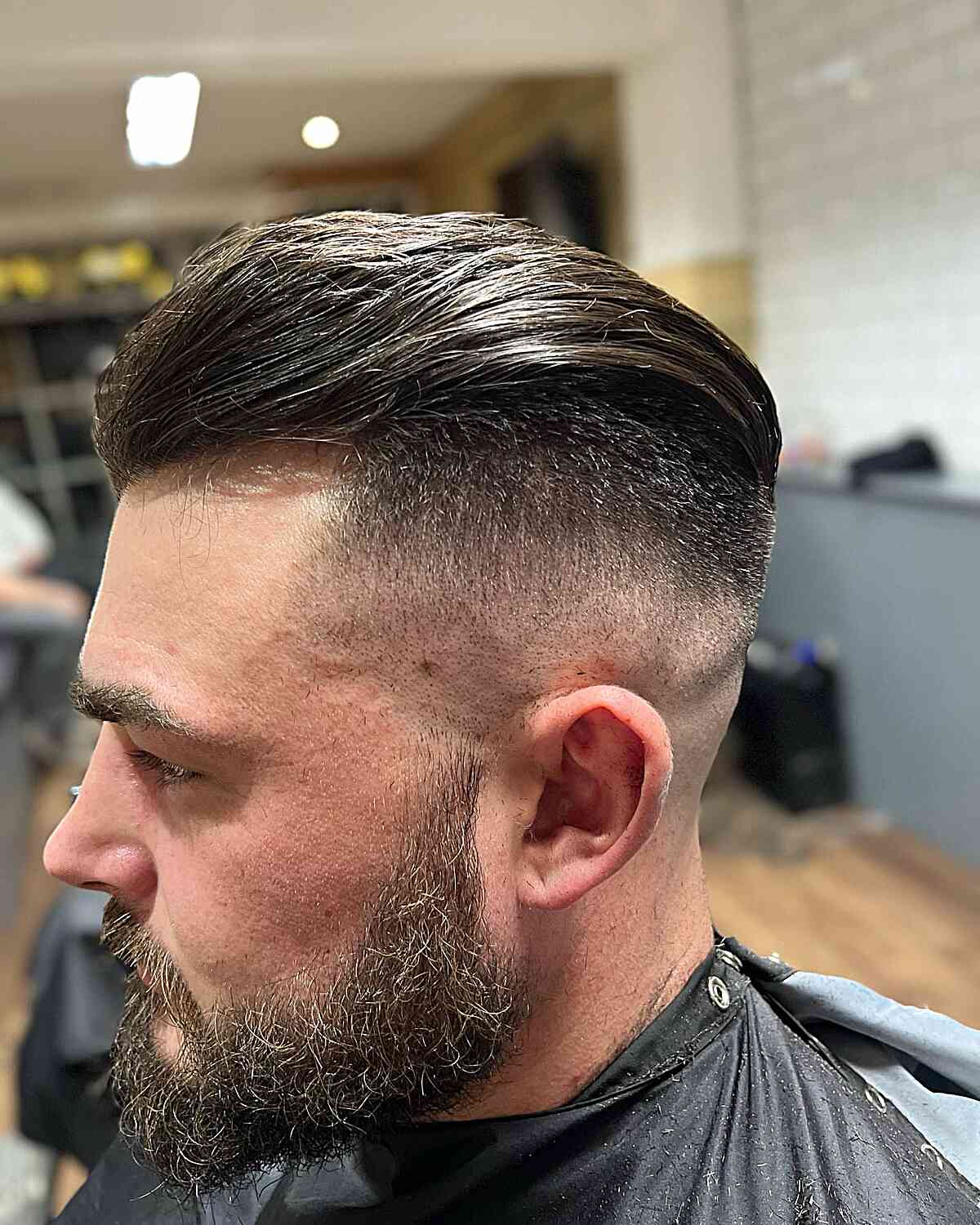 Clean Drop Fade for Older Men with Medium-Length Hair