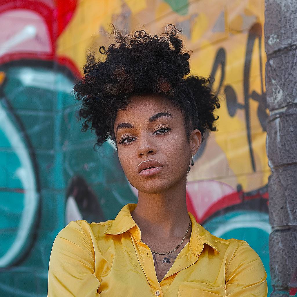 Tapered coily frohawk with tight curls and faded sides for a bold natural curly hairstyle