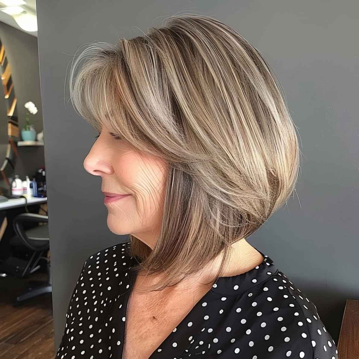 Collarbone-Length Angled Bob for ladies over sixty