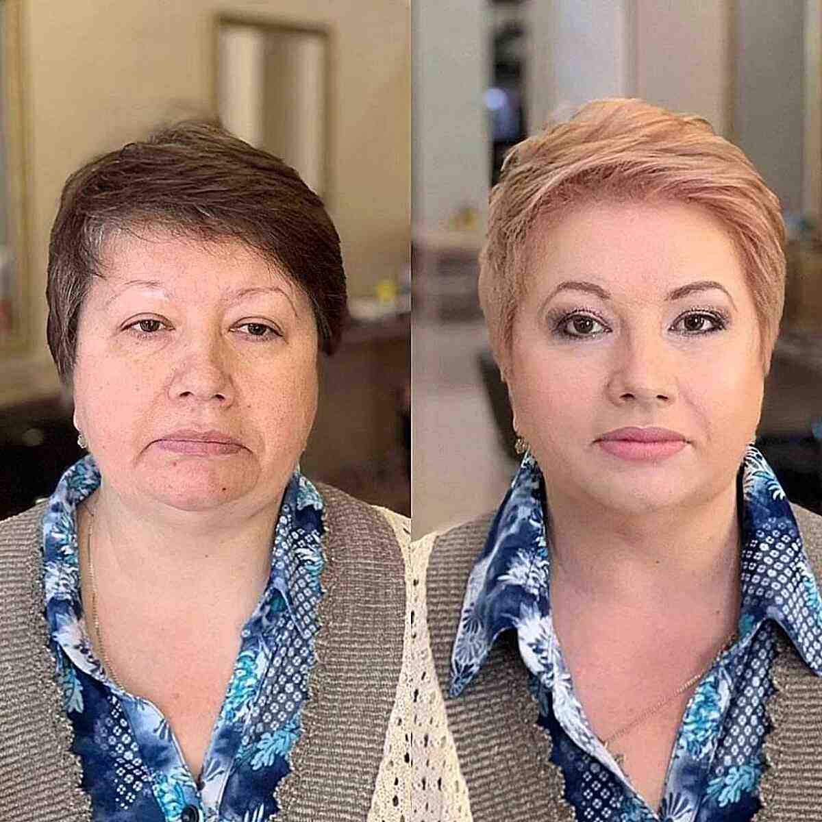 Combed Over Pixie Cut for Thin Haired 50-year-olds