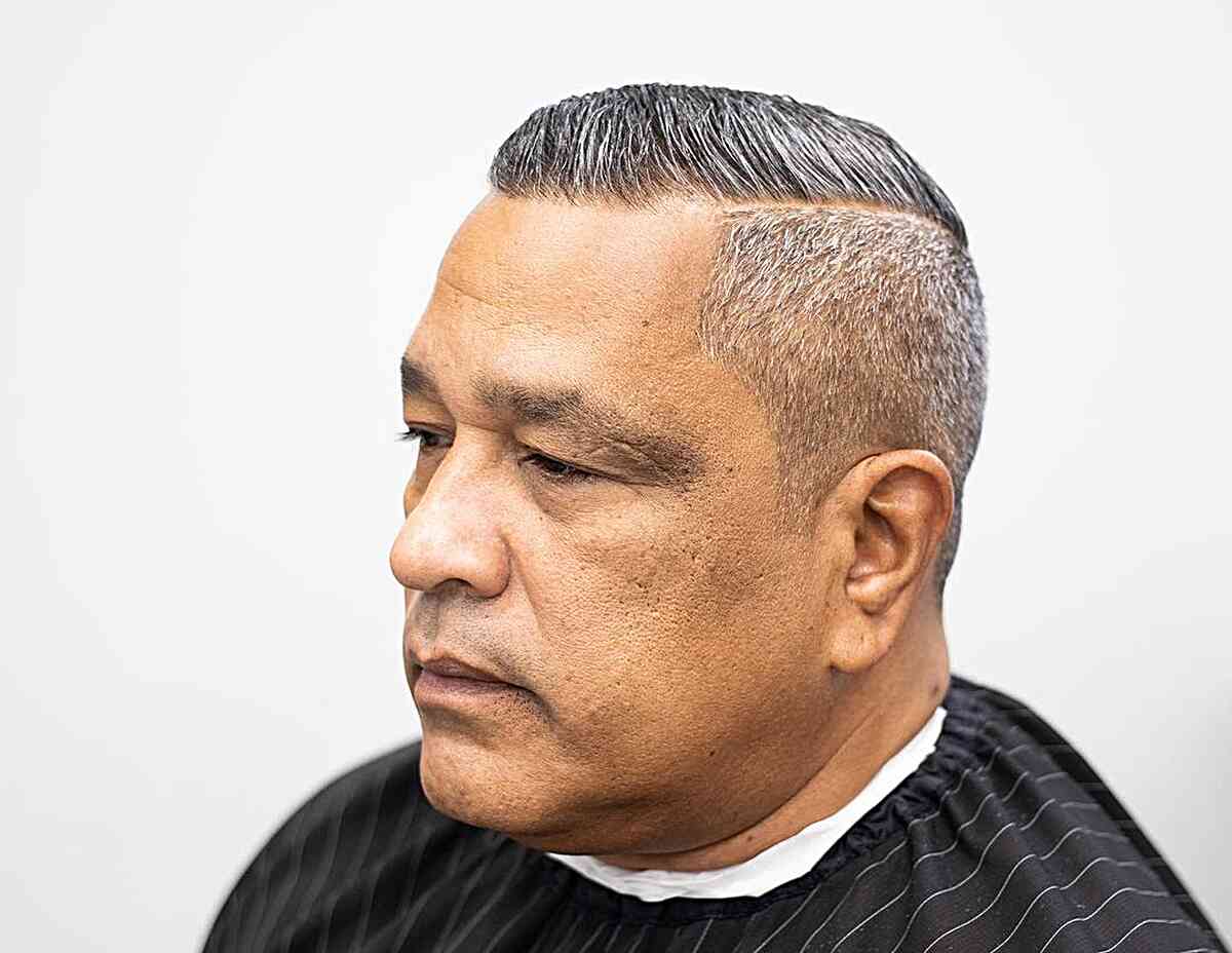 Combover with Razor Shaved Fade