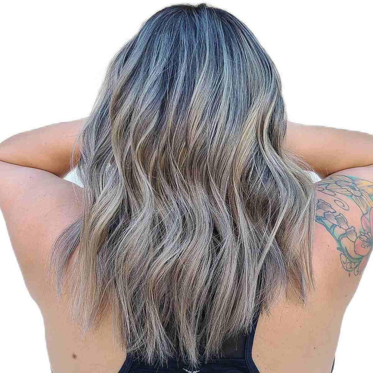 Cool Ash Blonde Balayage Hair with Babylights