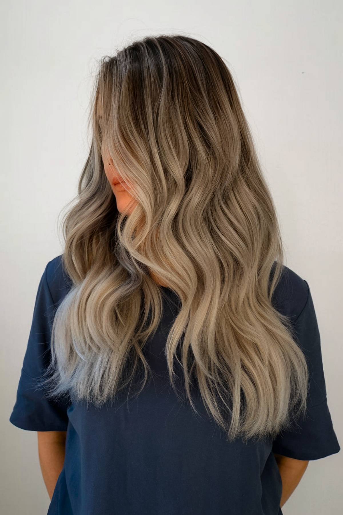 Cool brown balayage ash blonde