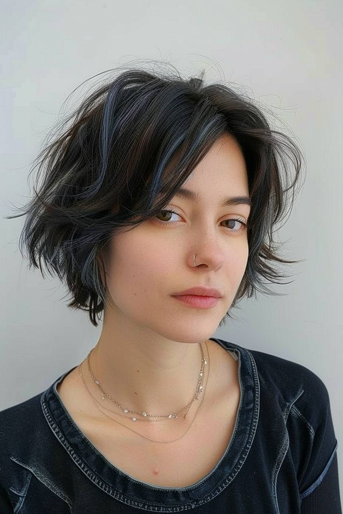 Grunge-inspired short layered bob with tousled layers