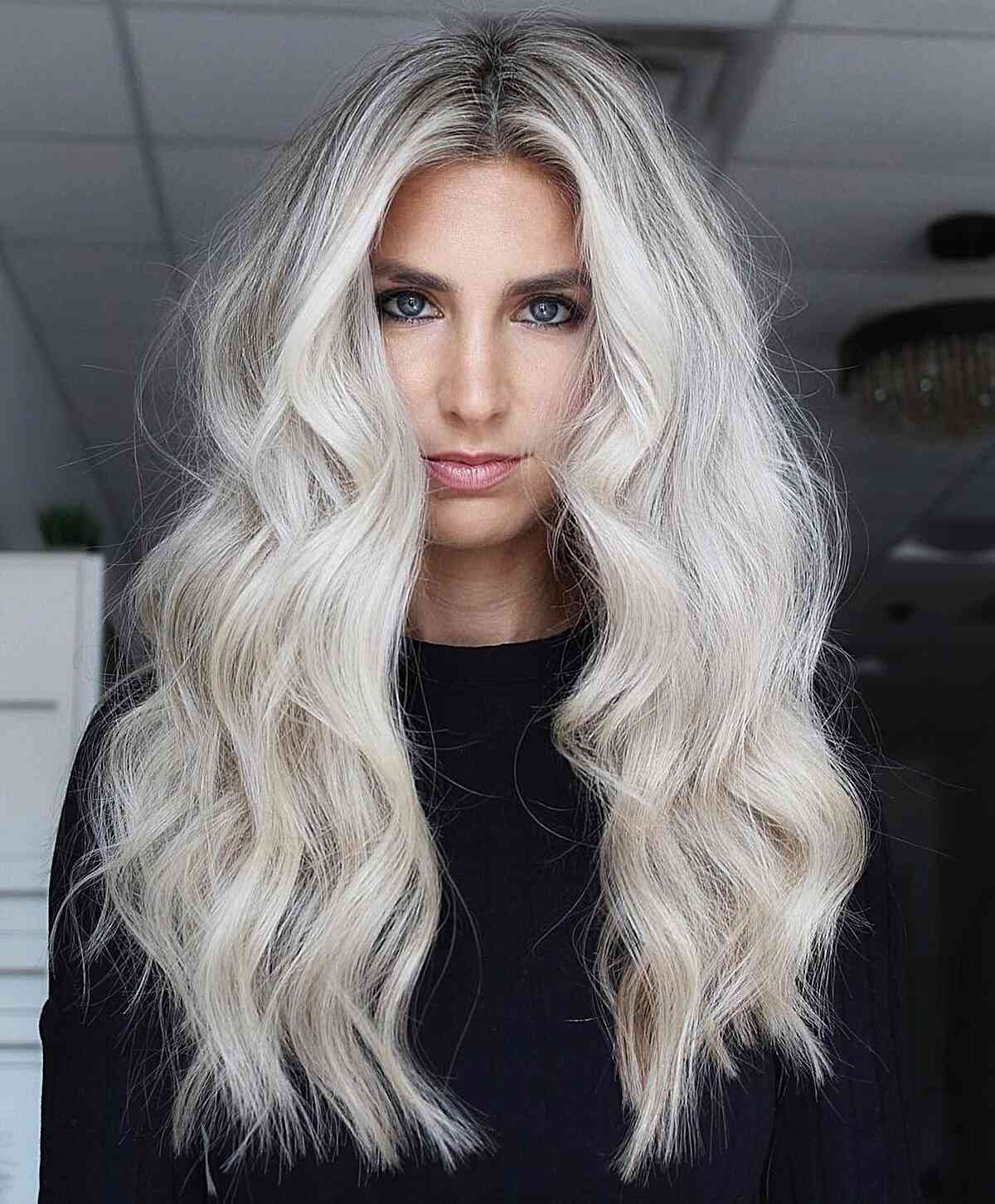 Cool-Toned Long Platinum Hair