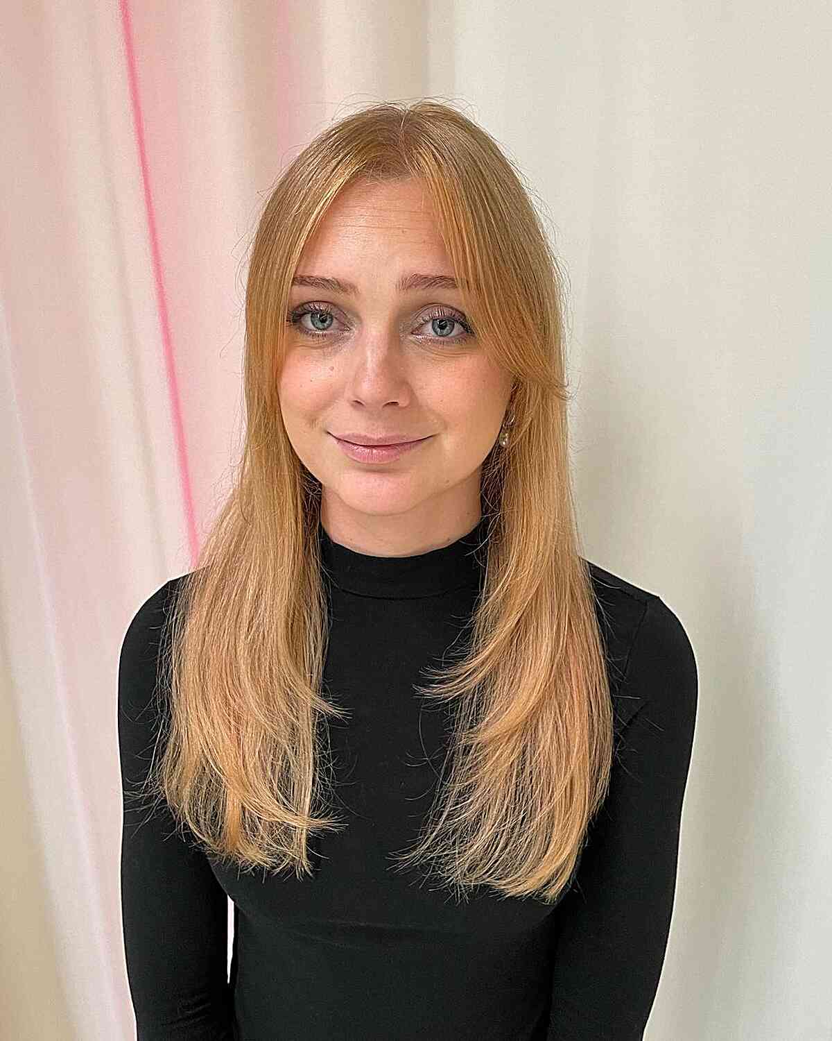 Chest-Length Copper Blonde Thin Hair with Light Layers