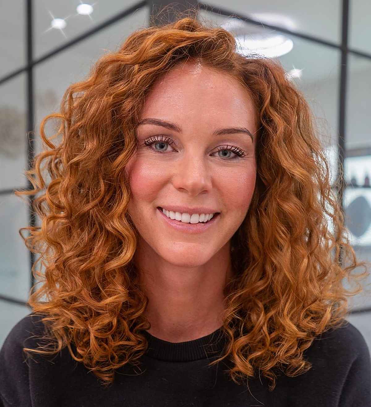 copper curls for mid-length hair