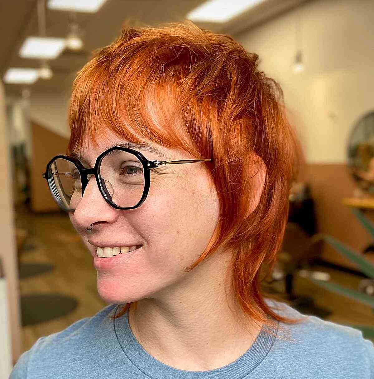 Copper Long Pixie Shag on Fine Hair