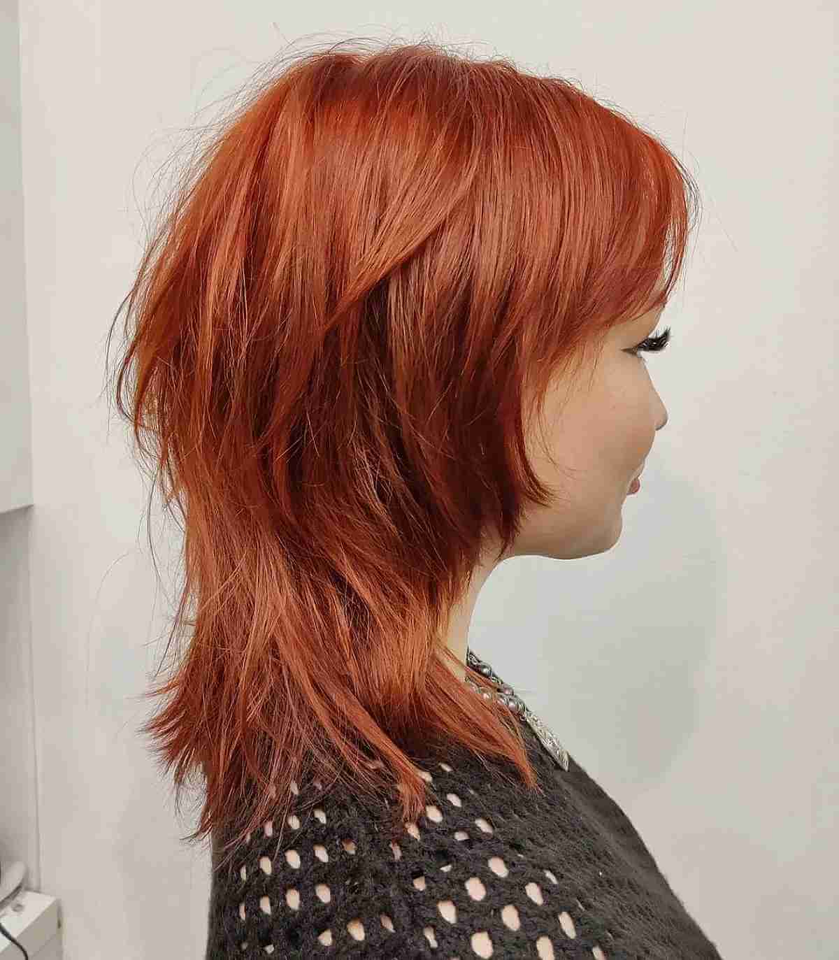 Copper Red on a Disconnected Wolf Haircut