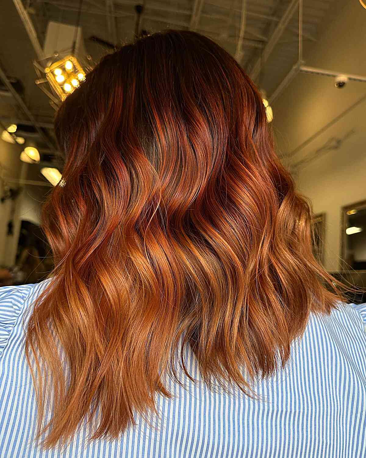 Copper Sunset Balayage with Waves