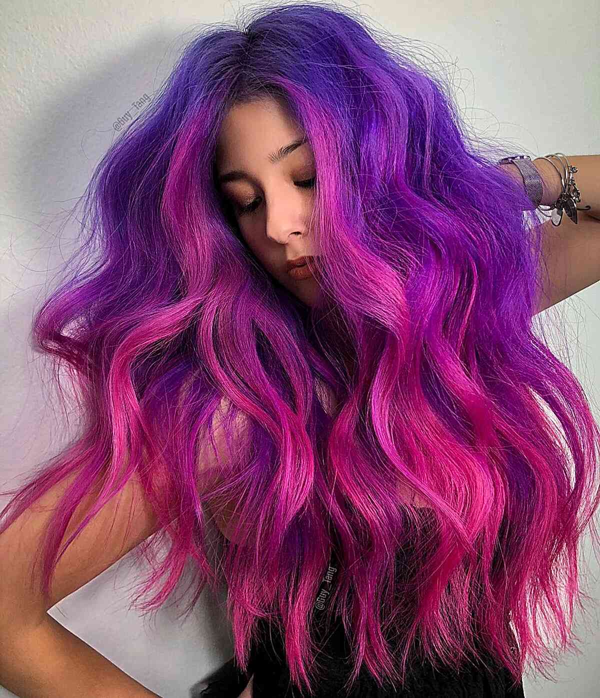 Cosmic Pink and Purple Tones for ladies with long thick hair