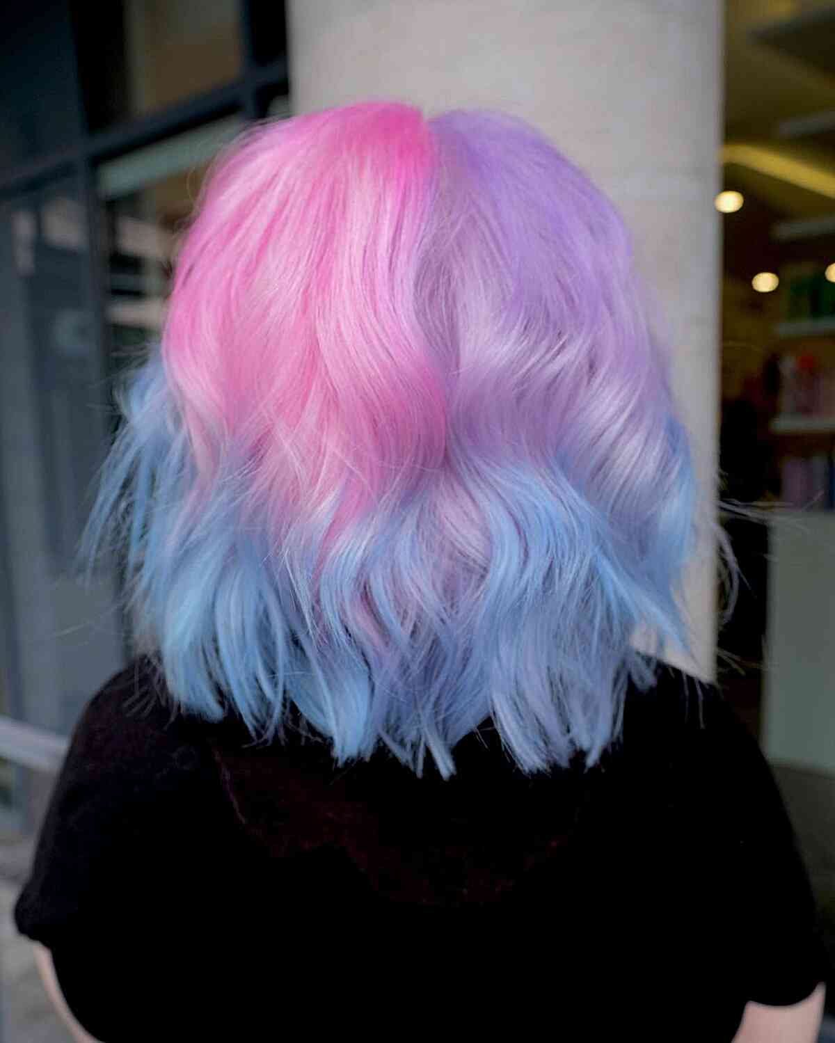 Cotton Candy Pastel Pink, Purple and Blue for Short Hair