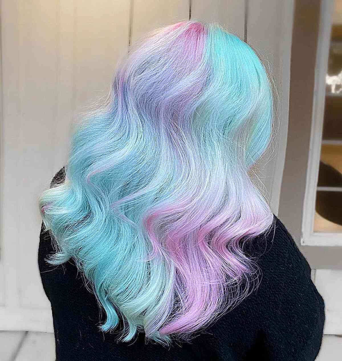 Cotton Candy Turquoise Blue and Powder Pink Hair Tones