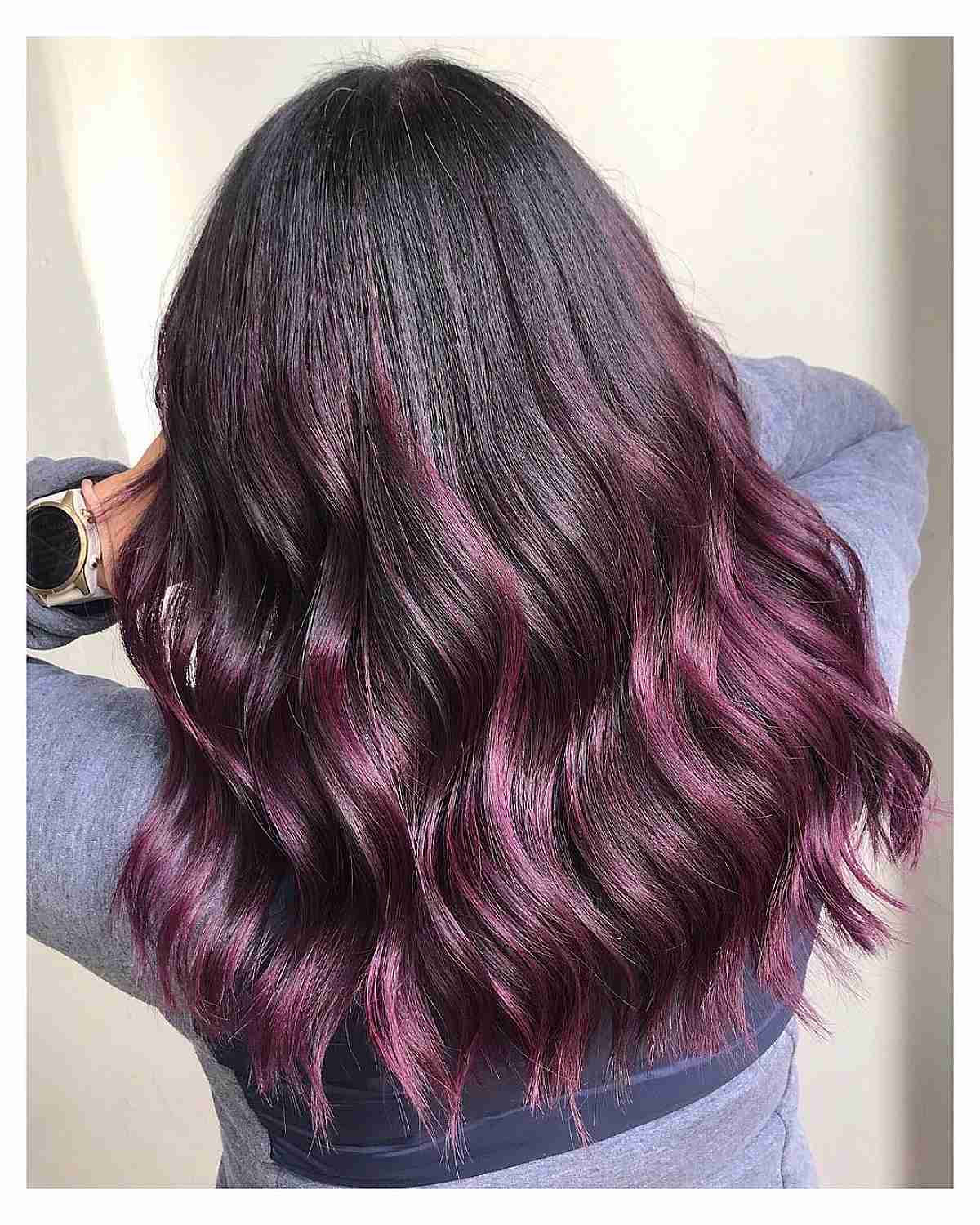 Cream Pink Balayage Highlights Winter Hair Color