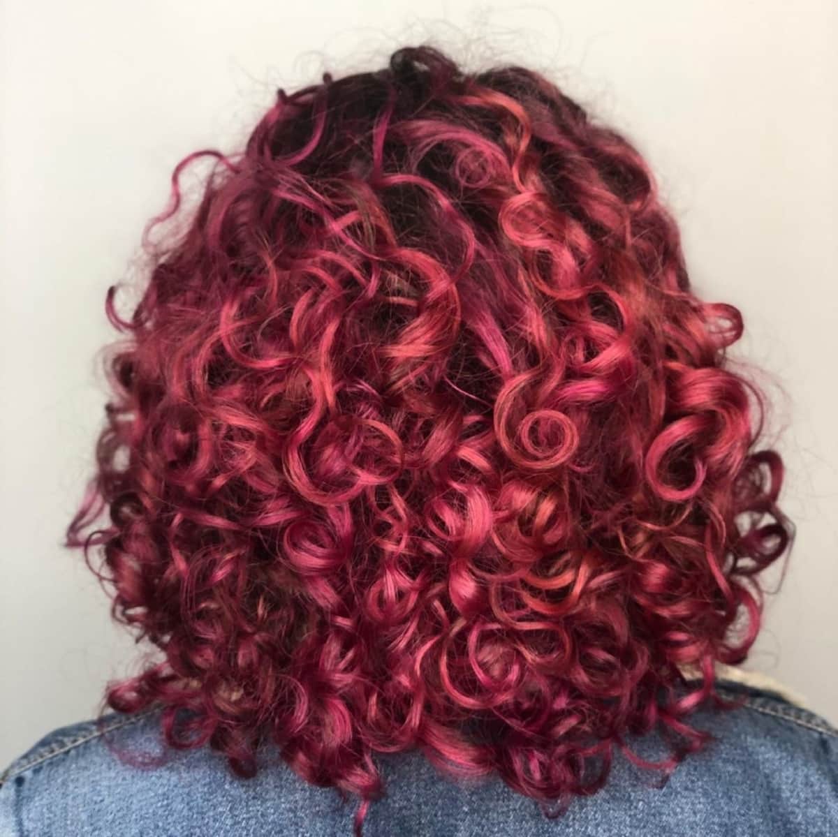 Crimson magenta for curly hair