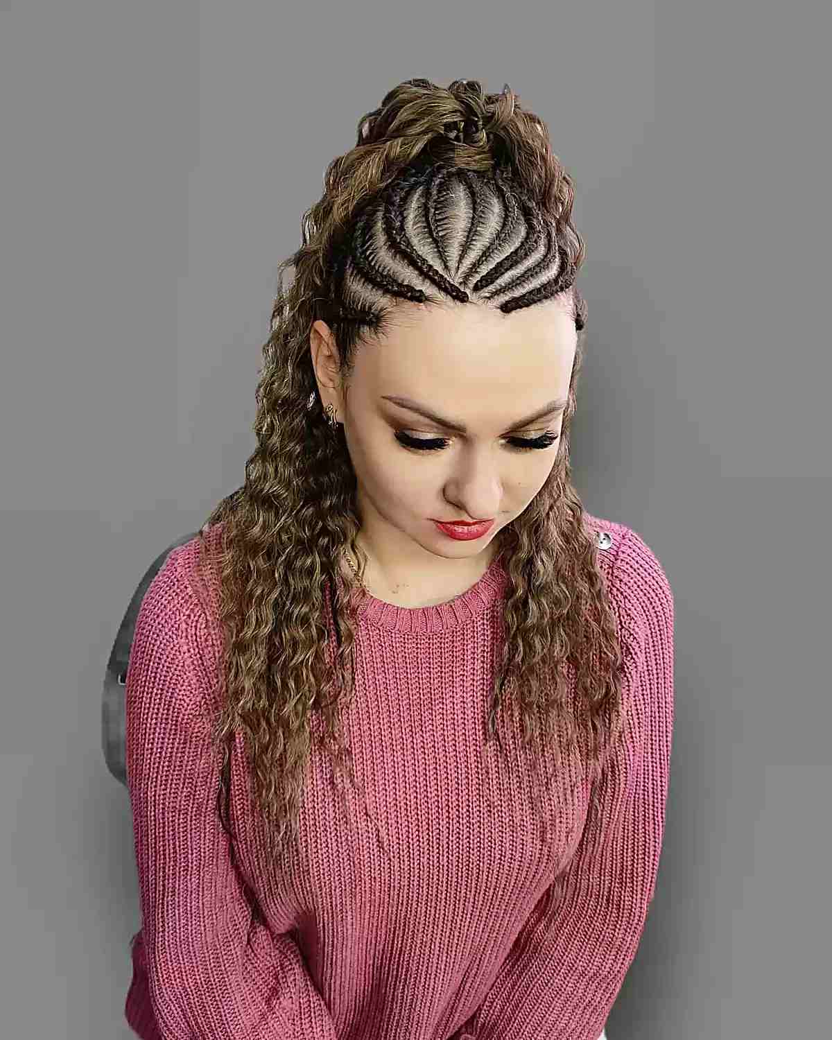 Crochet Braids with Viking Curly High Ponytail for Long Brown Hair