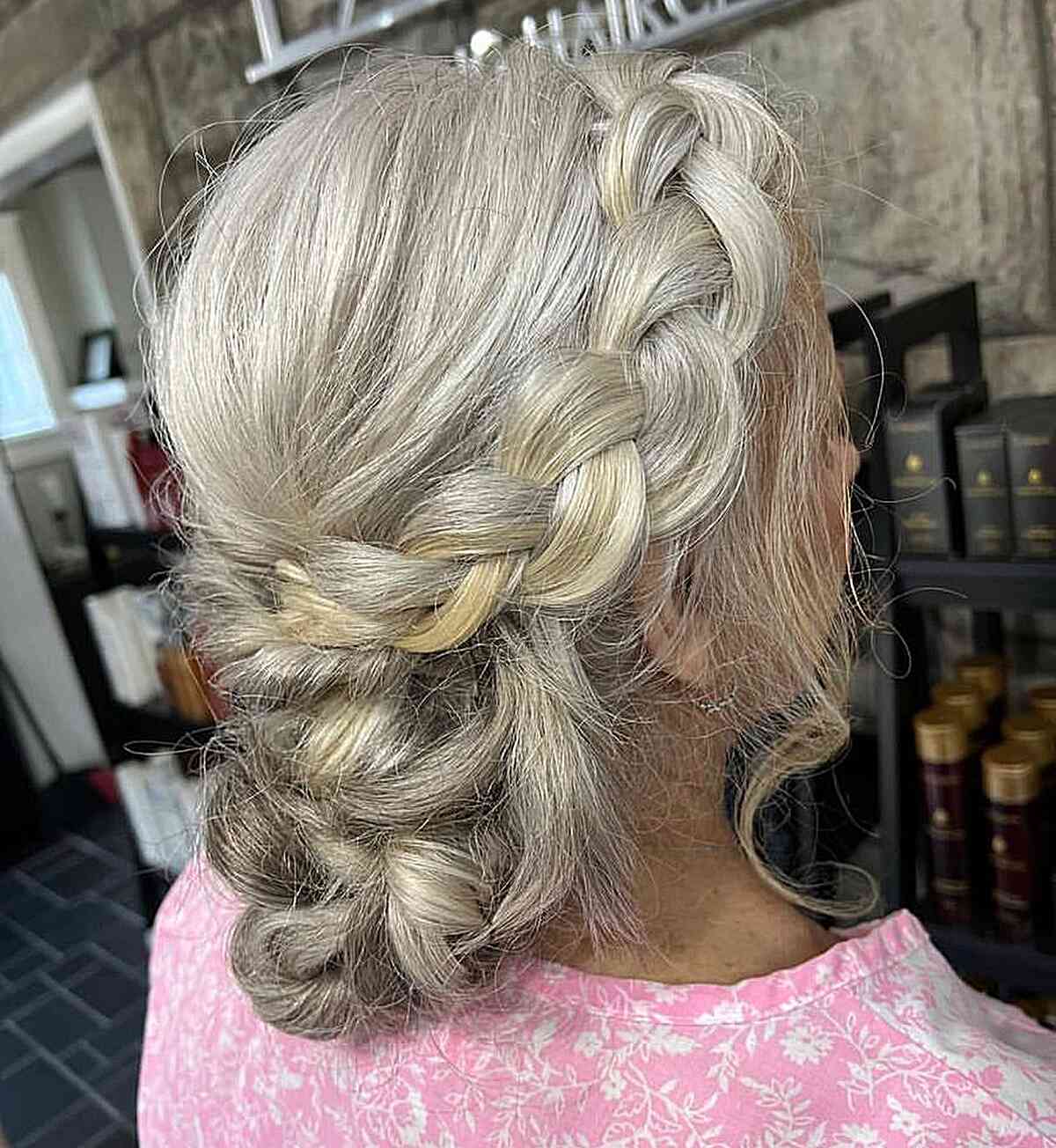 Crown Braid Updo for Mother of the Groom