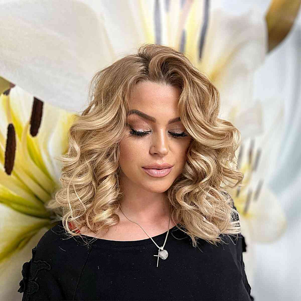 Curled, All-Over Blonde
