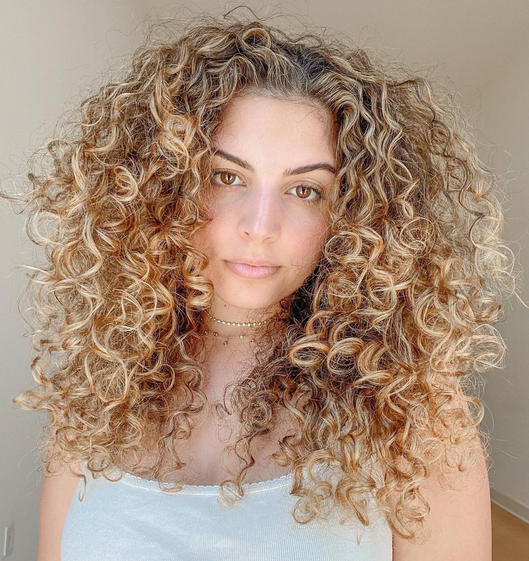 Curly Blonde Highlights