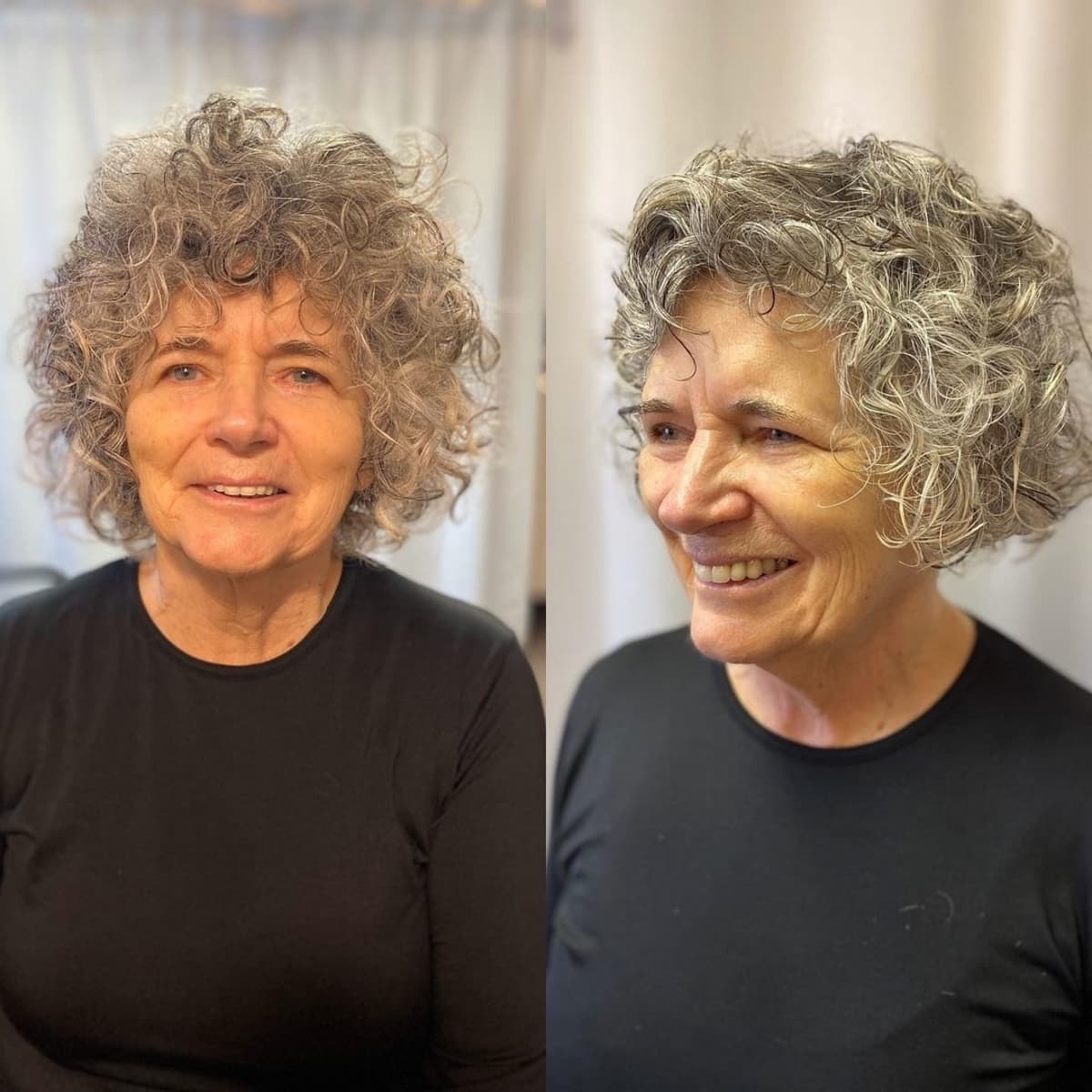 curly bob for women over 60 years old