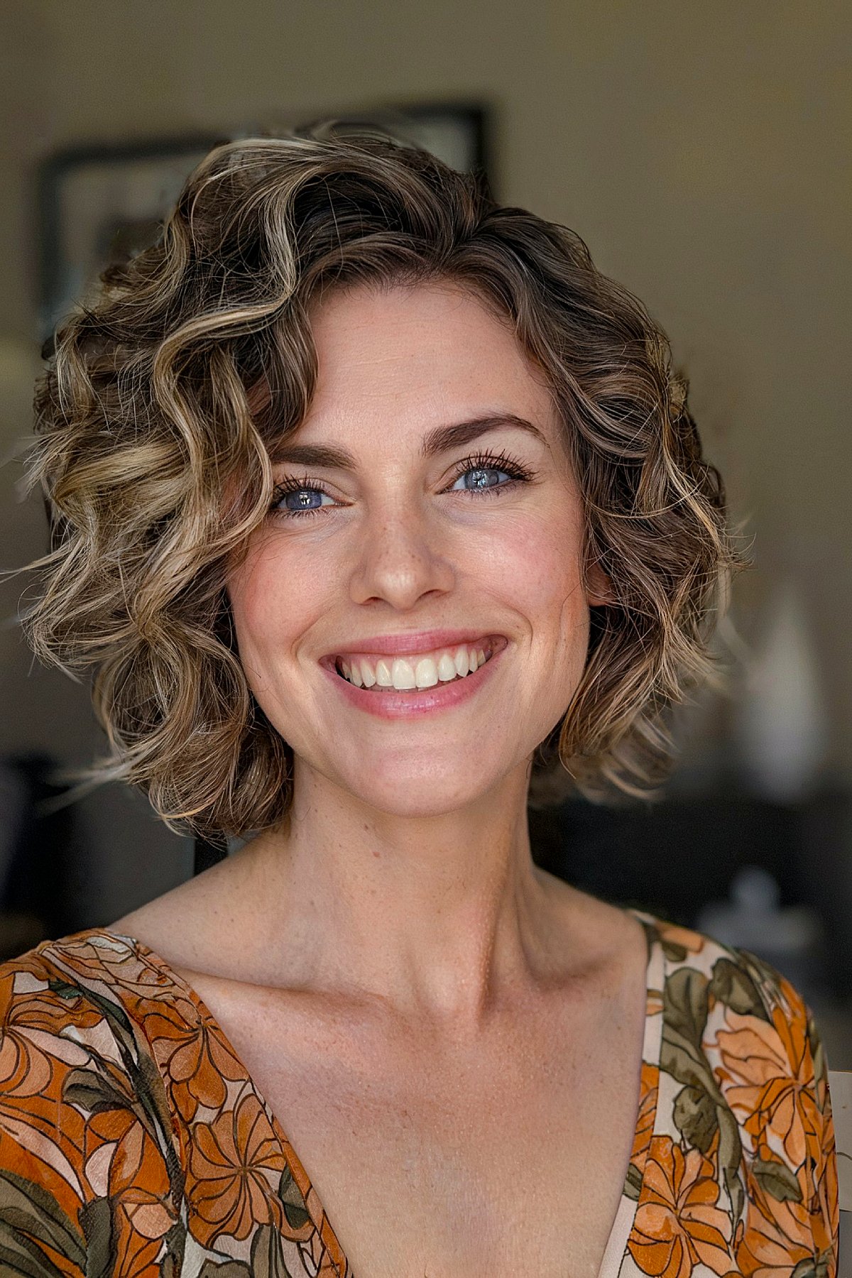 Curly bob hairstyle for women over 30