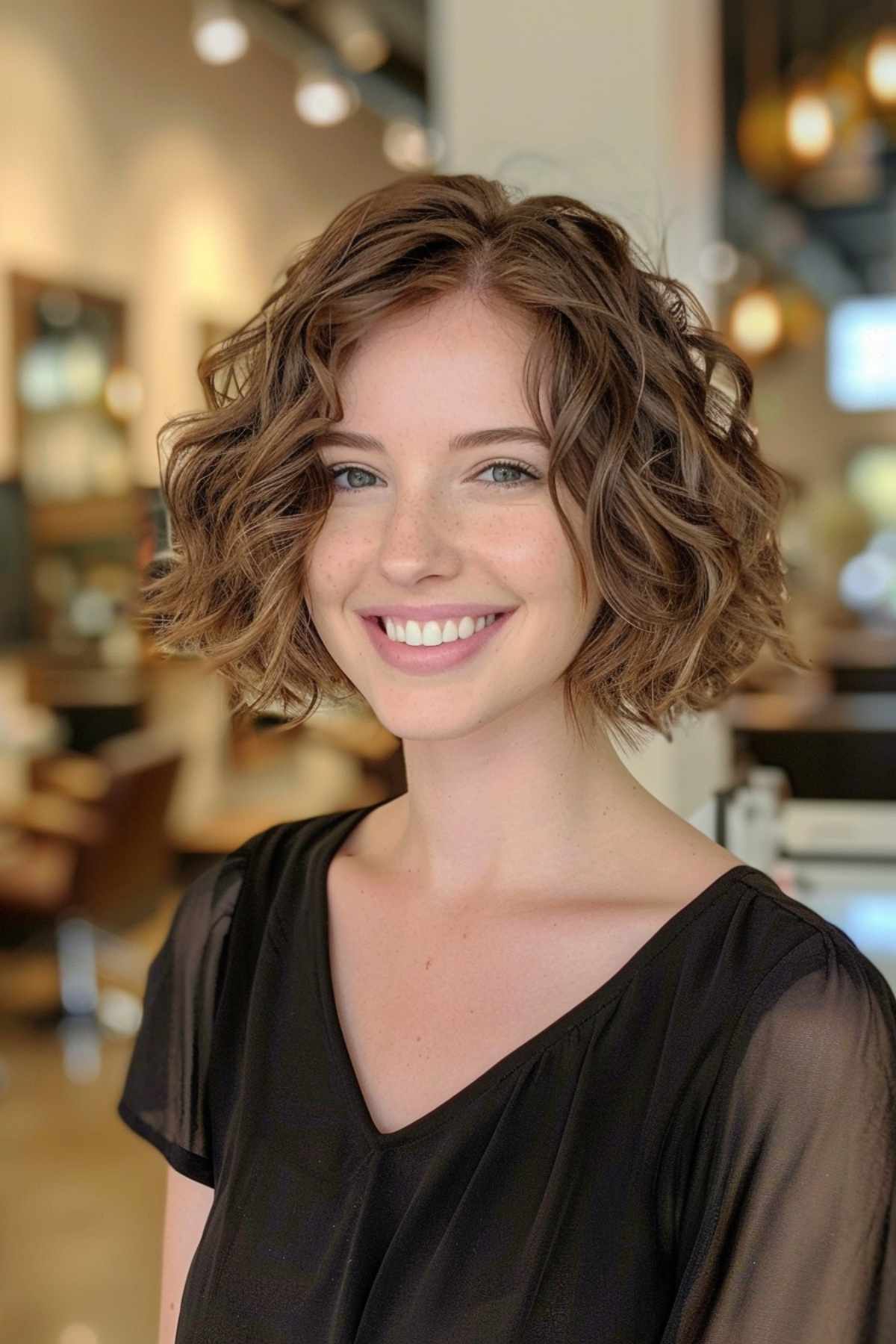 Curly bob hairstyle for thin locks