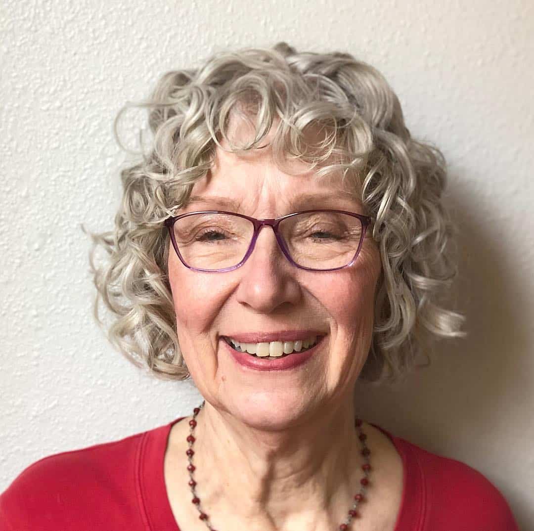 Curly Bob with Bangs for Older Women