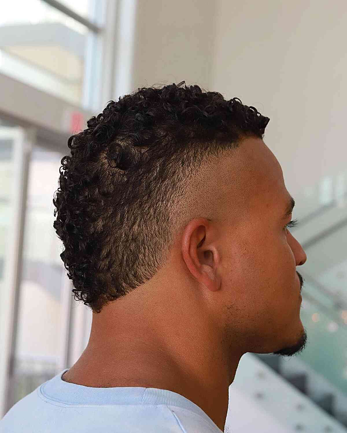 Curly Burst Fade Haircut for Men