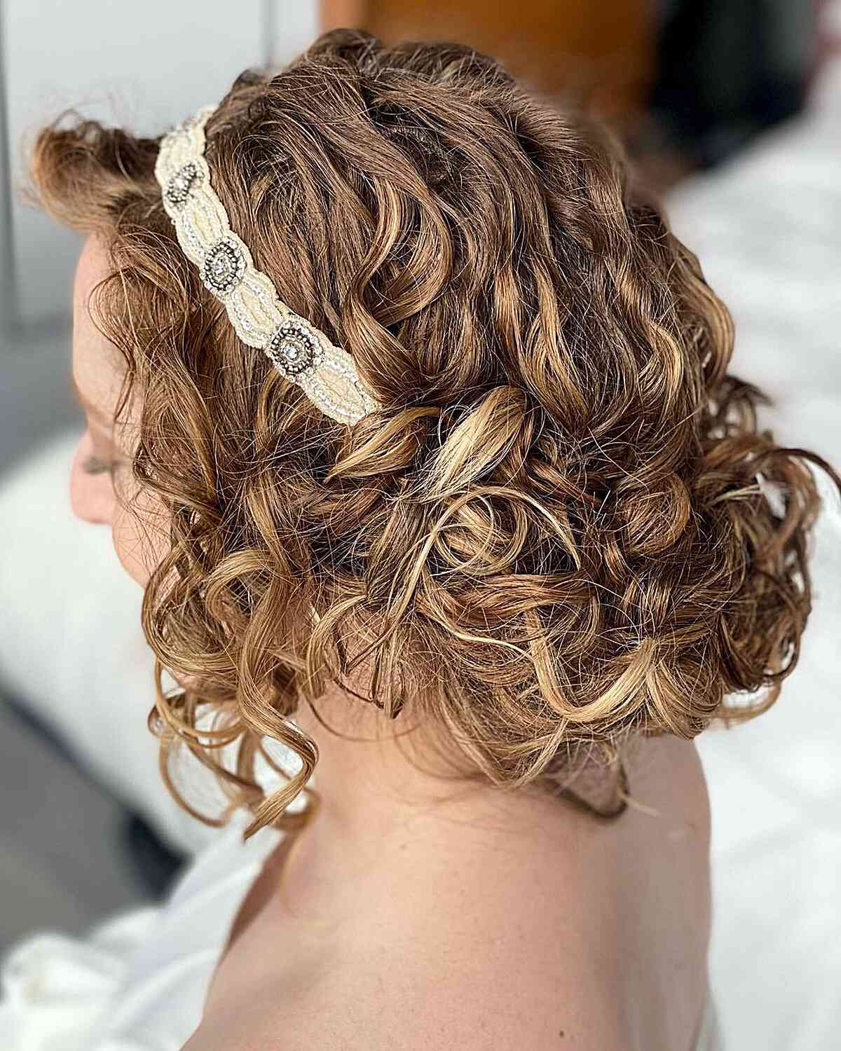 Curly Faux Bob with a Headband for prom